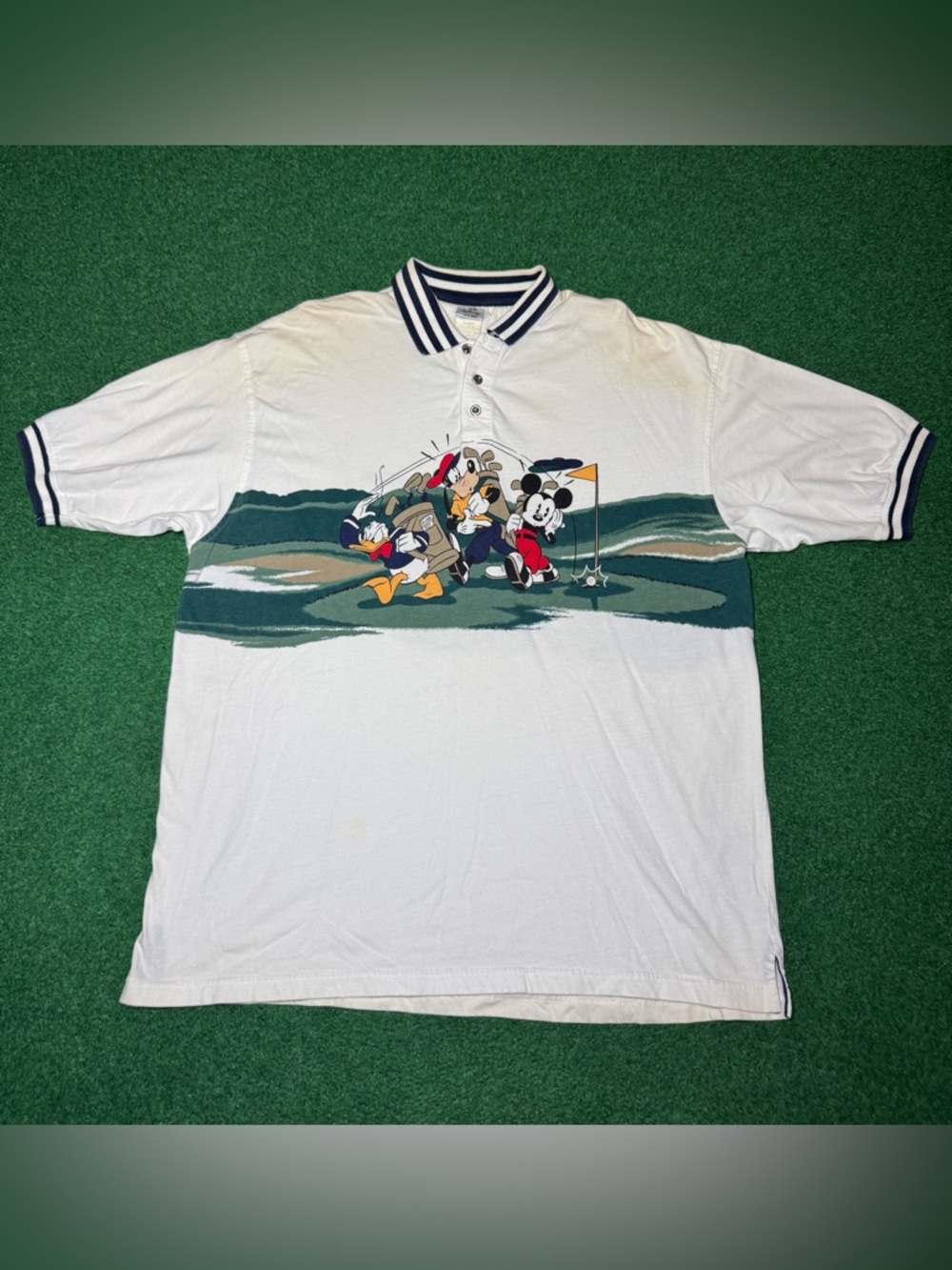 Disney Vintage Golf Polo Collared Cartoon Mickey Goofy Wrap XL 24x30 Shirt